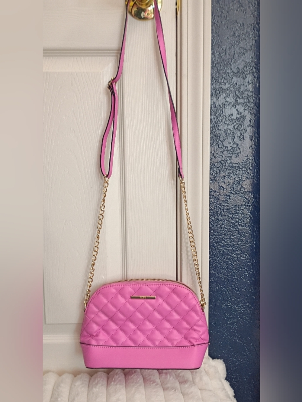 Aldo Pink Quilted Crossbody with Gold Chain